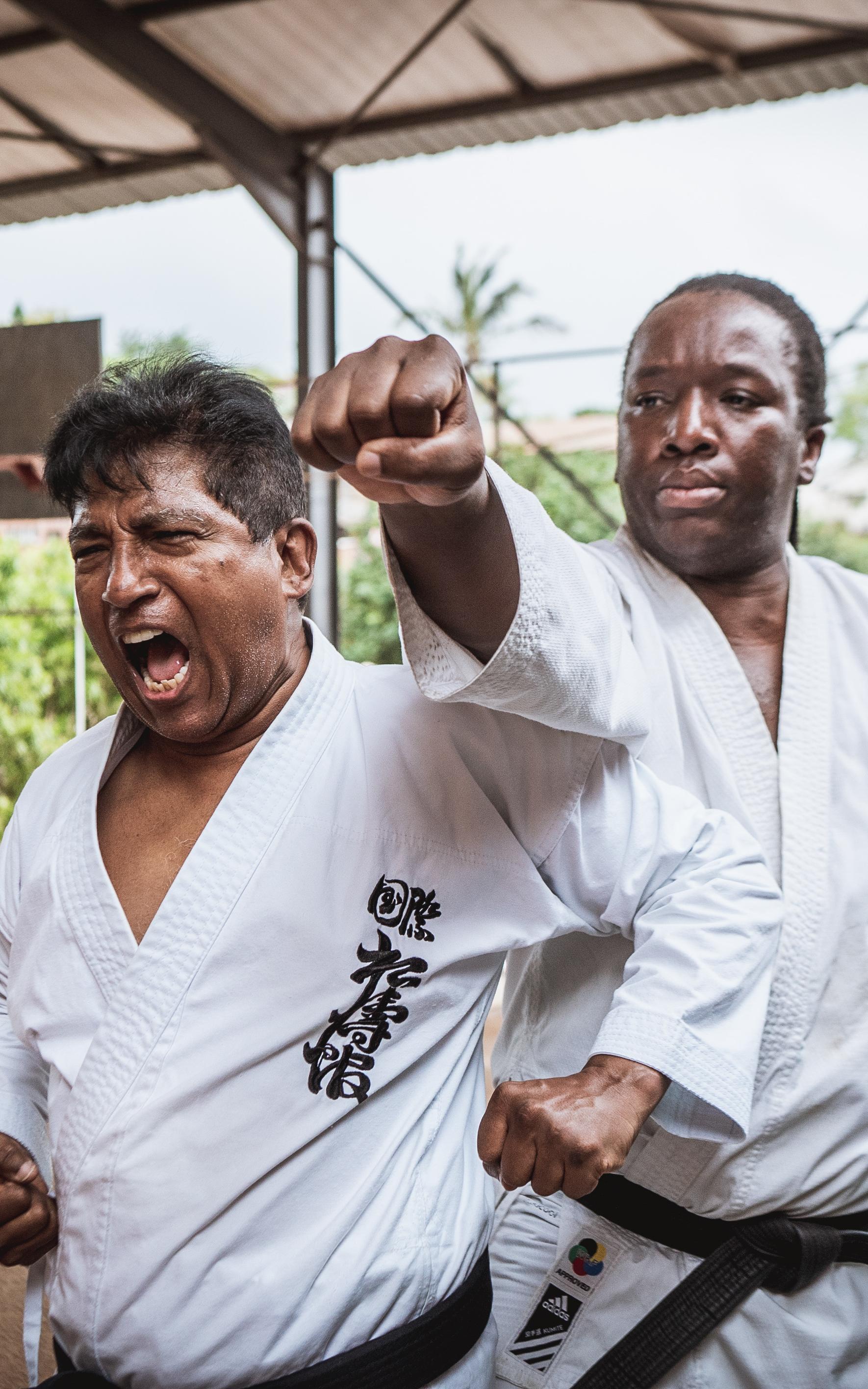 Karate instructor in action