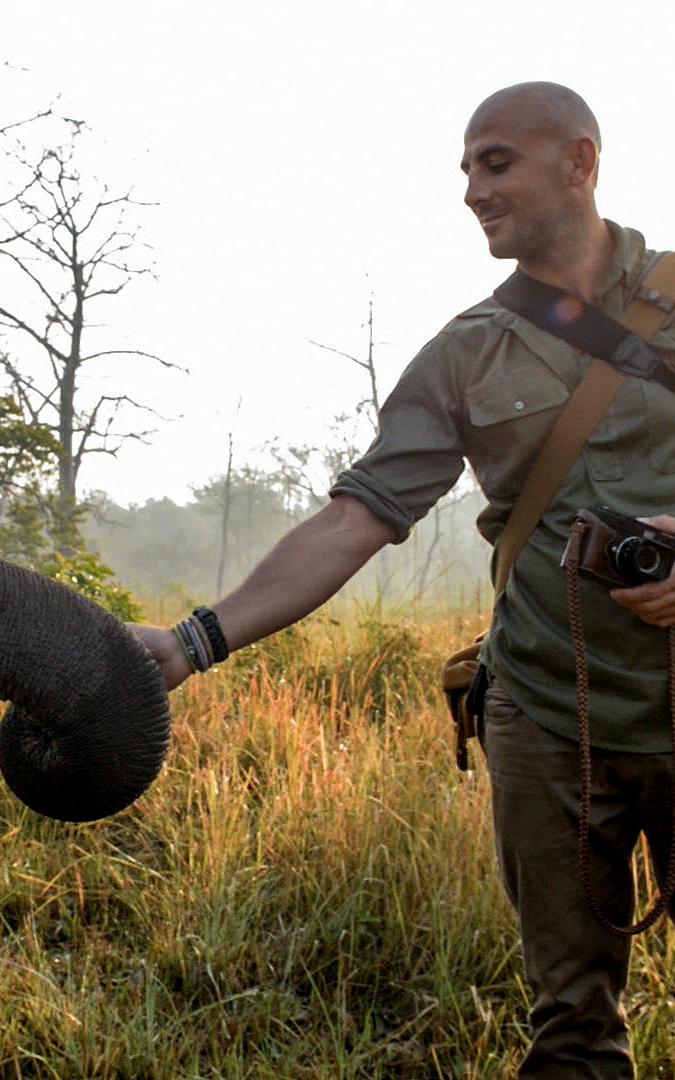 Photographer with elephant