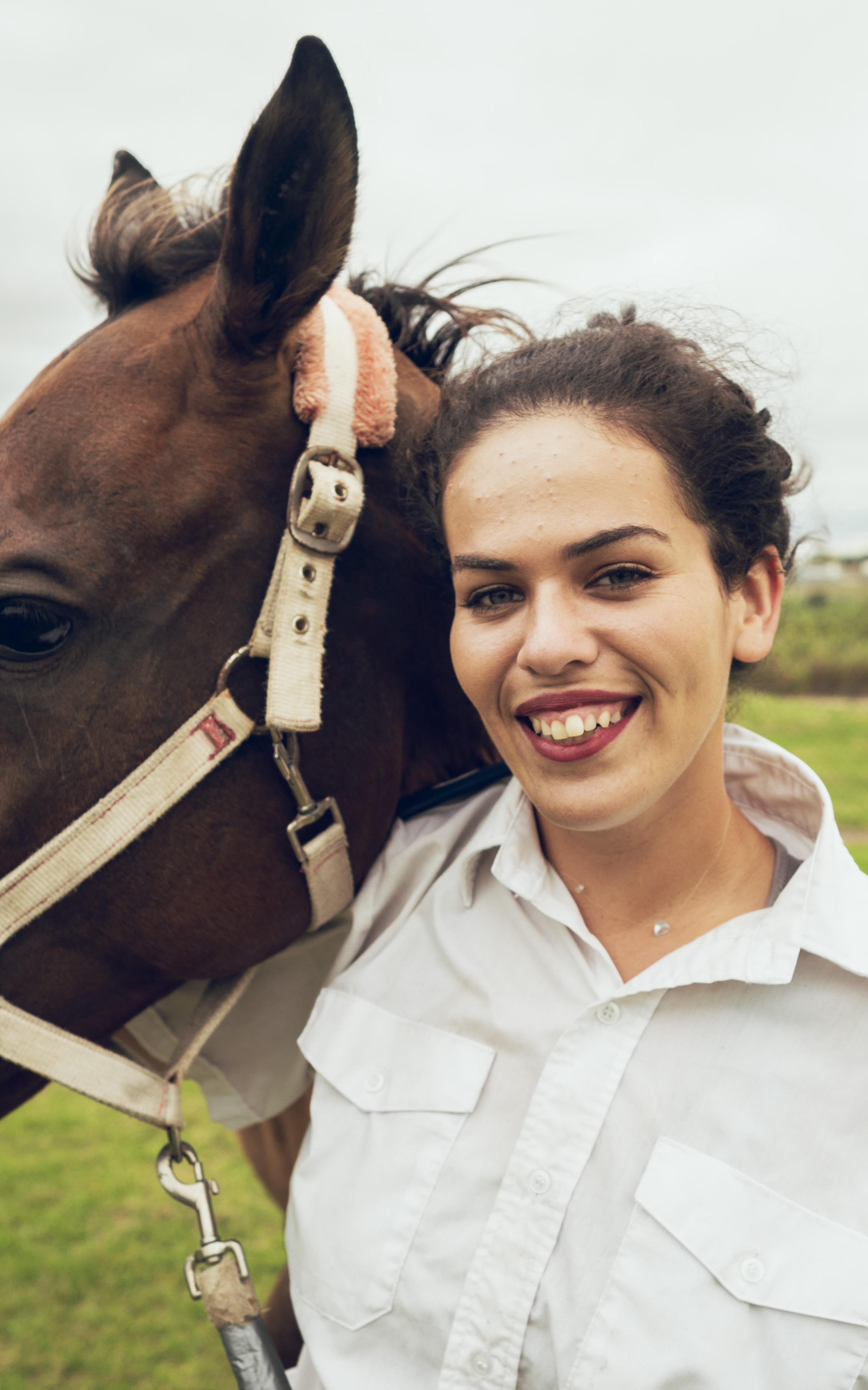 Woman with horse. 