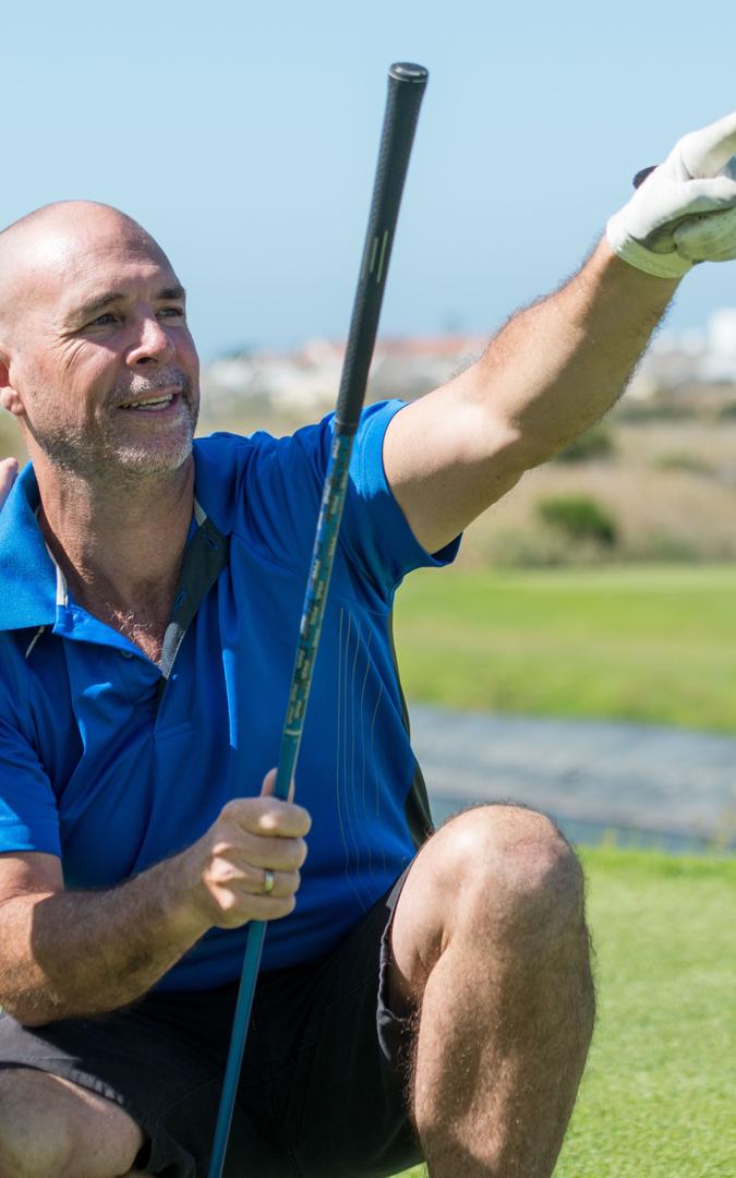 Fother and son playing golf
