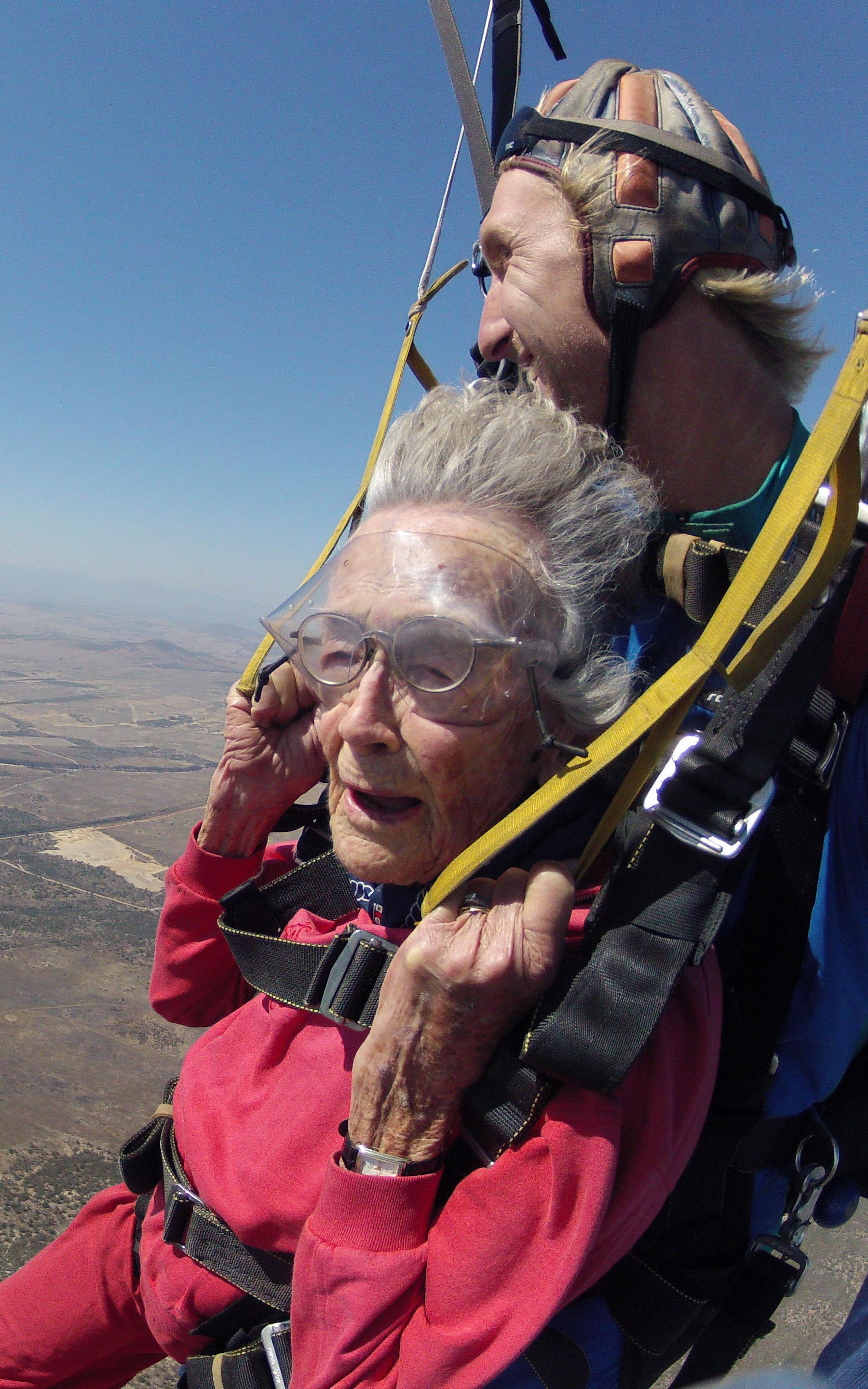 Granny skydiving. 