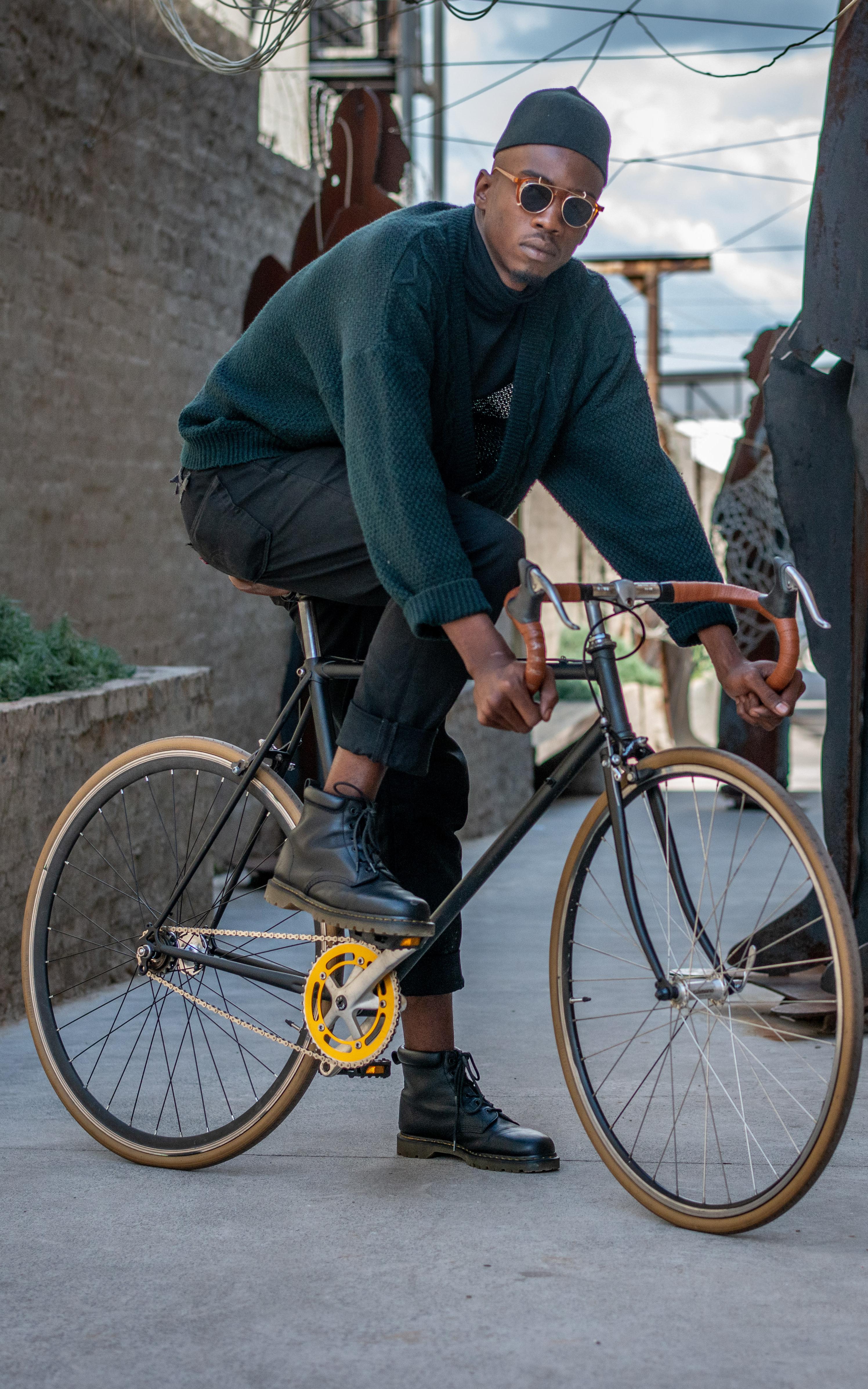 Man on bike. 
