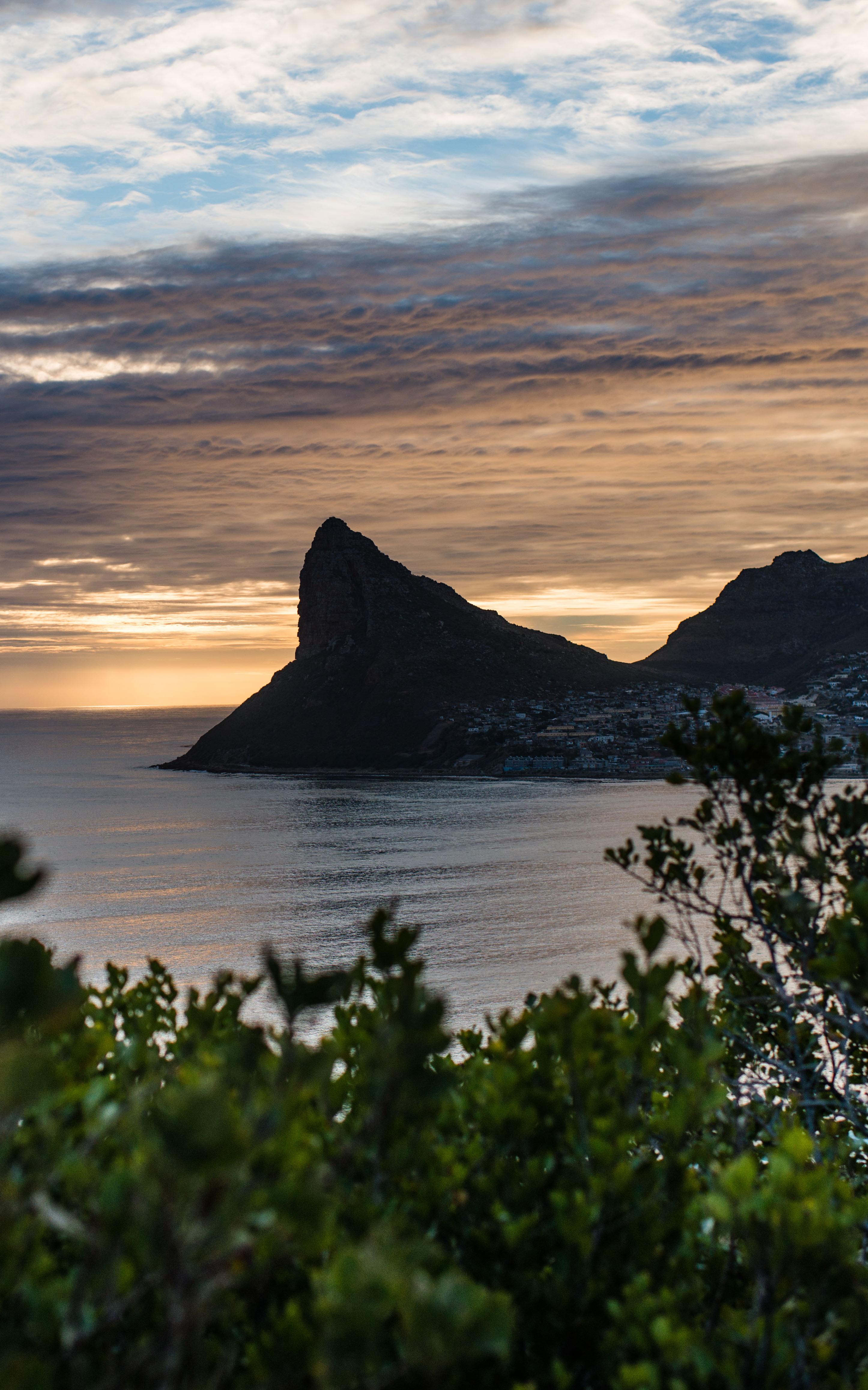 Mountain overlooking the Atlantic Ocean at sunset