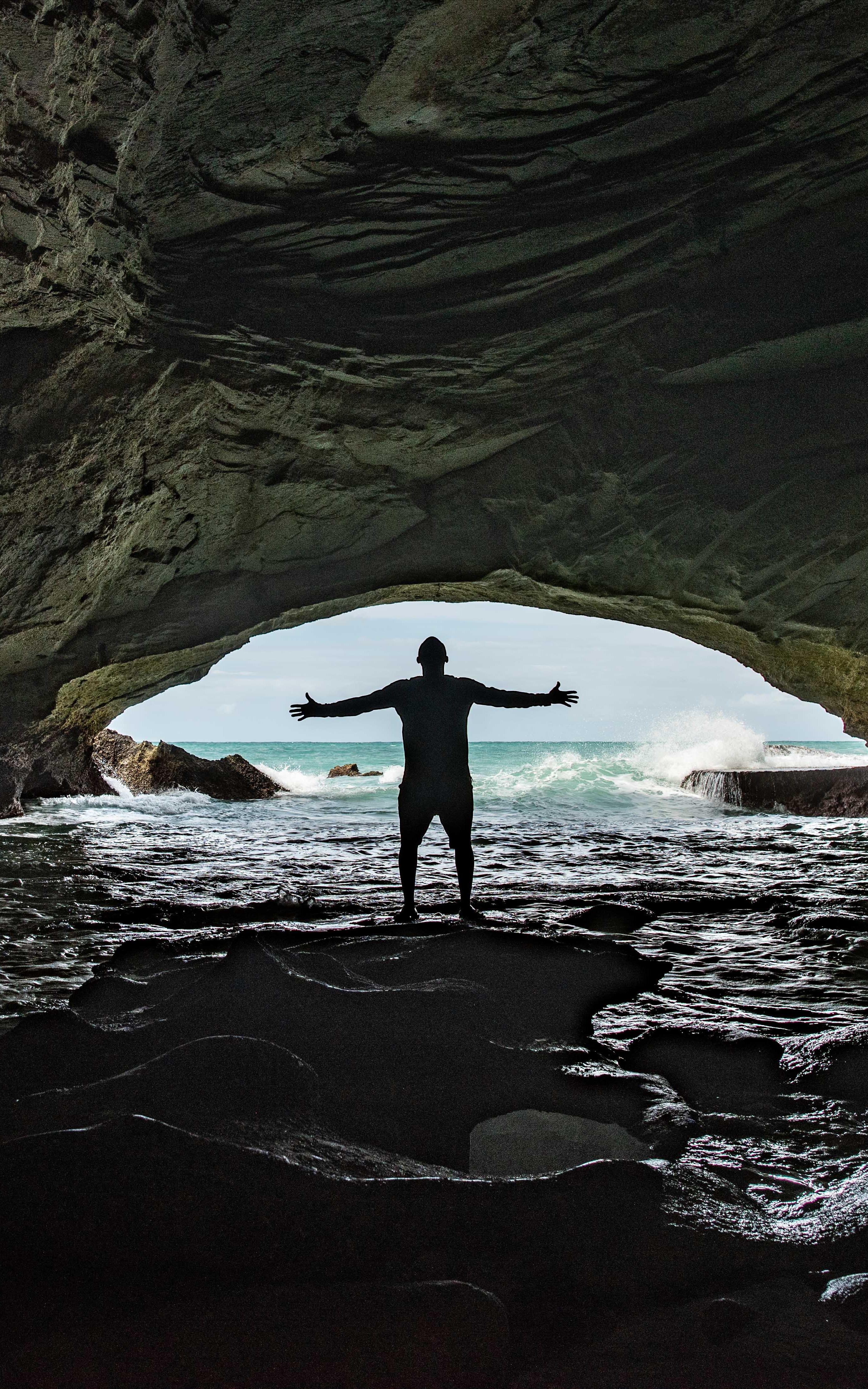 Man in cave