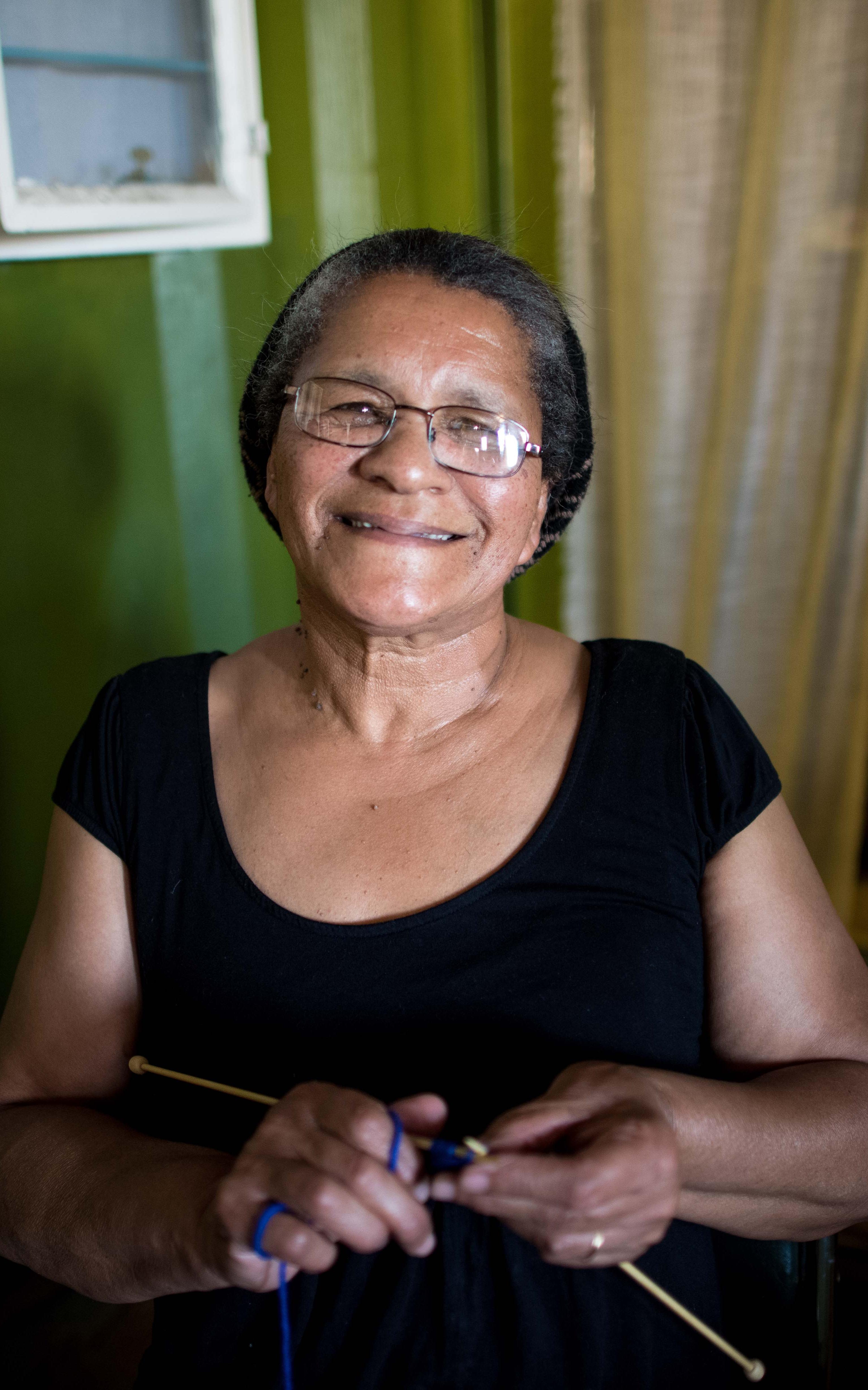 old woman knitting