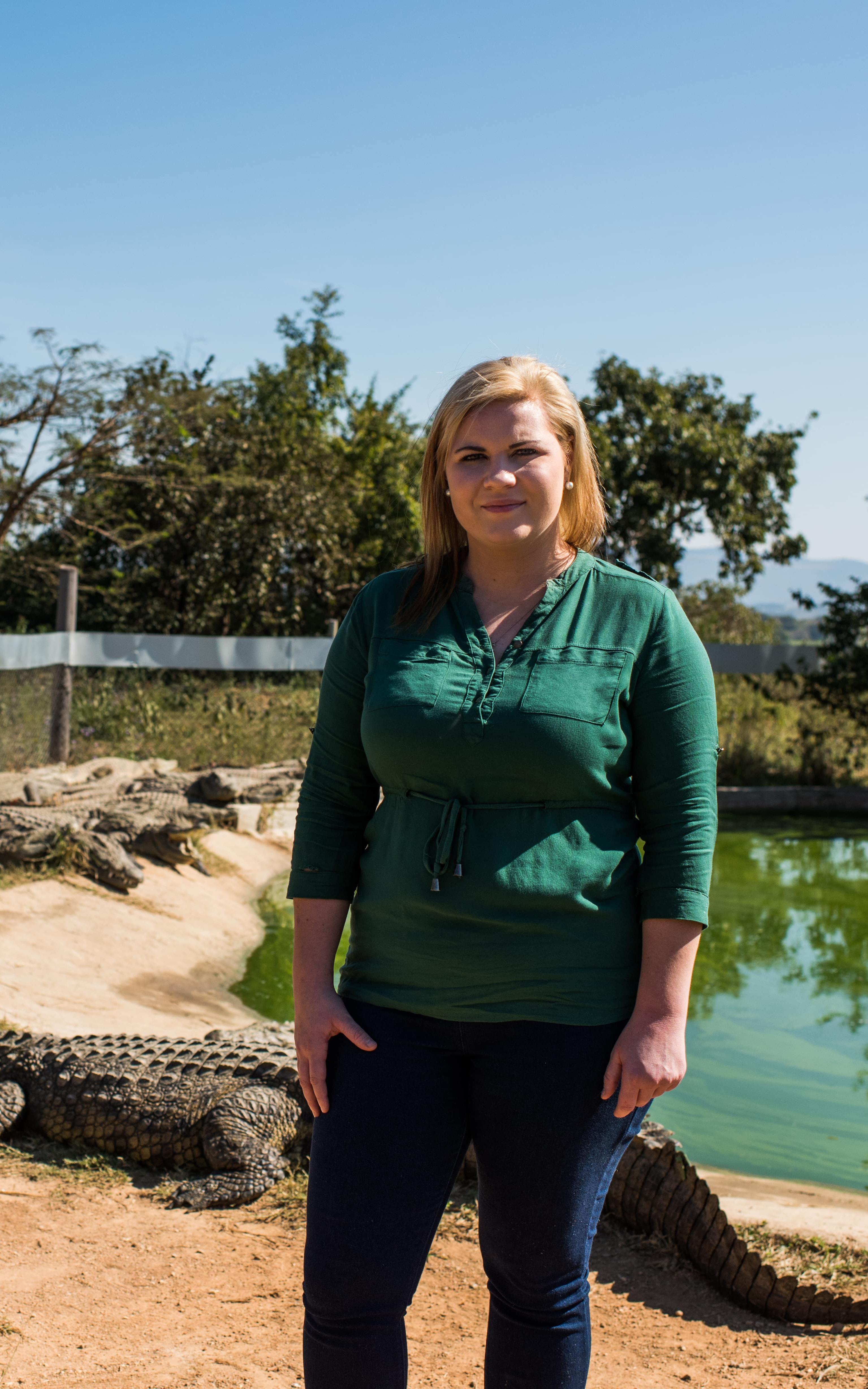Woman with crocodiles
