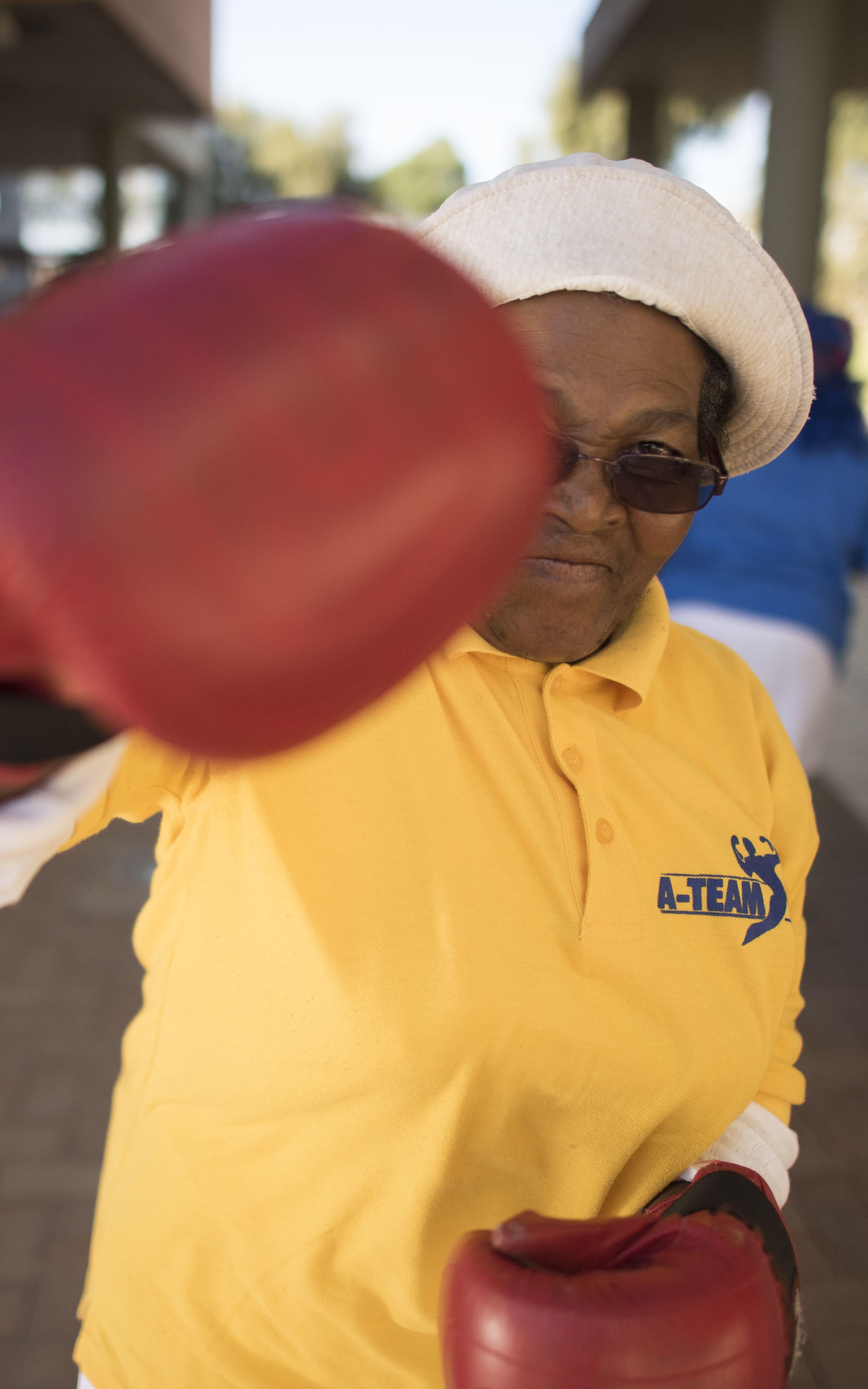 Granny boxing.