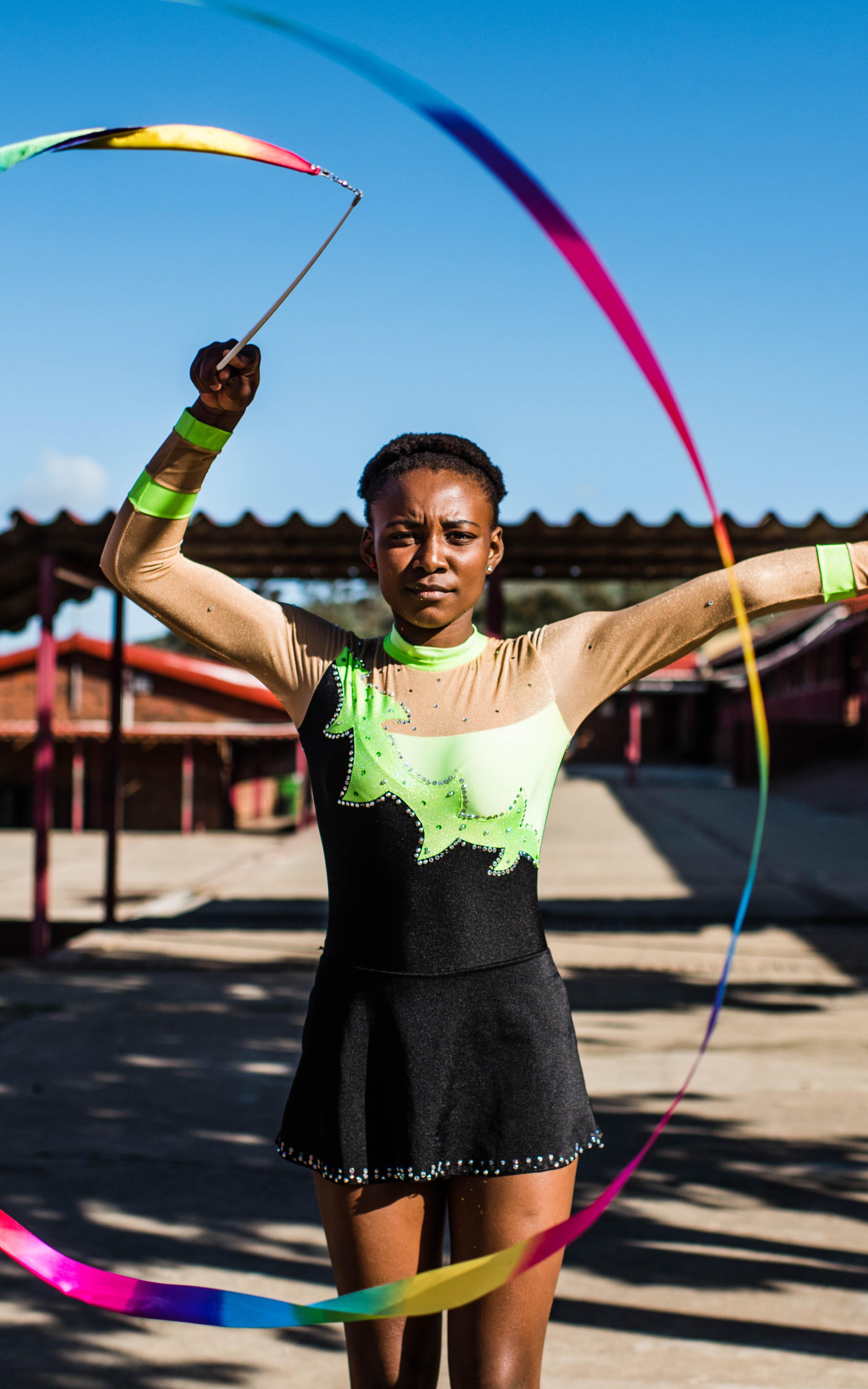 Girl posing with ribbon