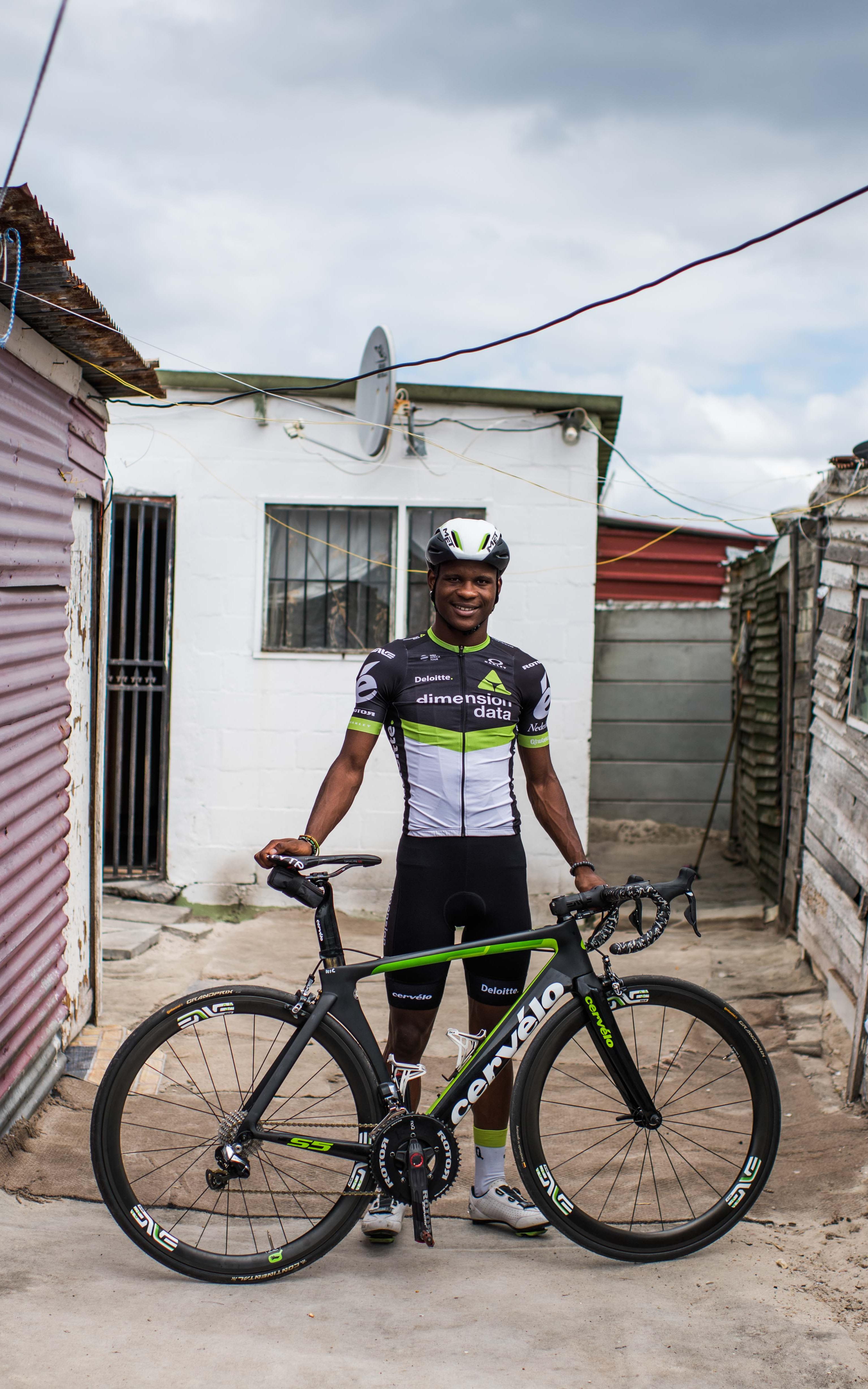 Black man with a bicycle