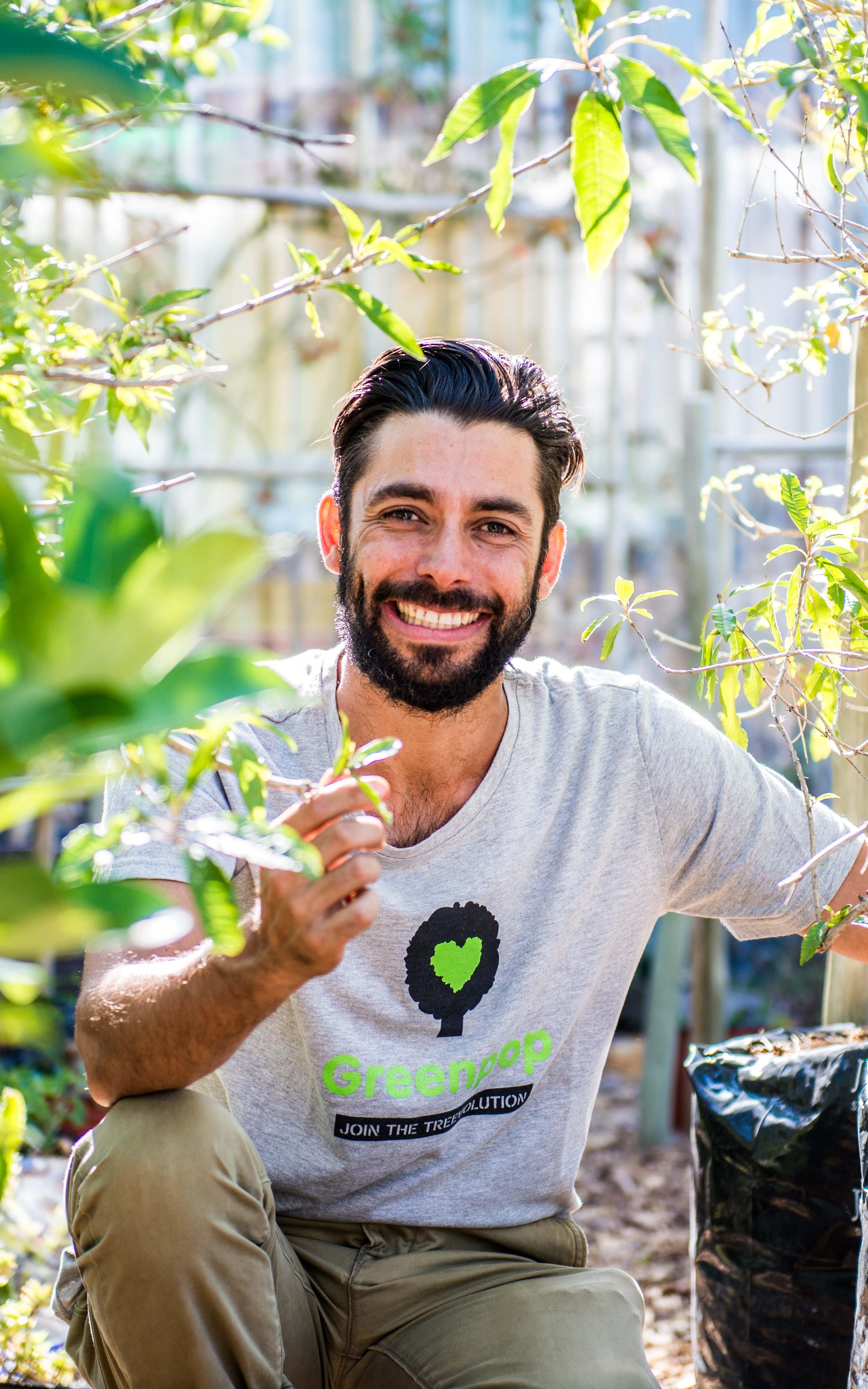 Man with plants