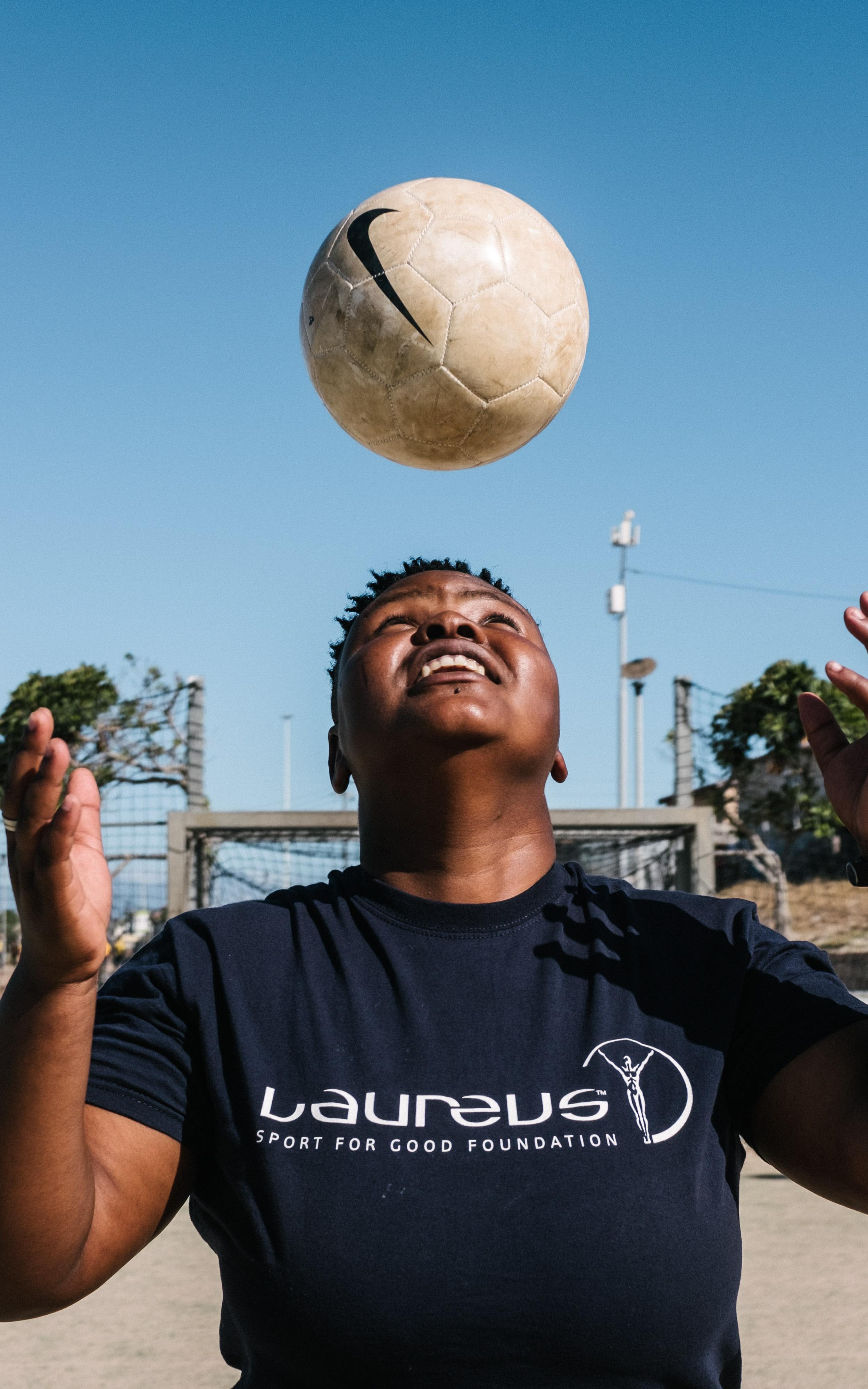 Woman and soccer ball