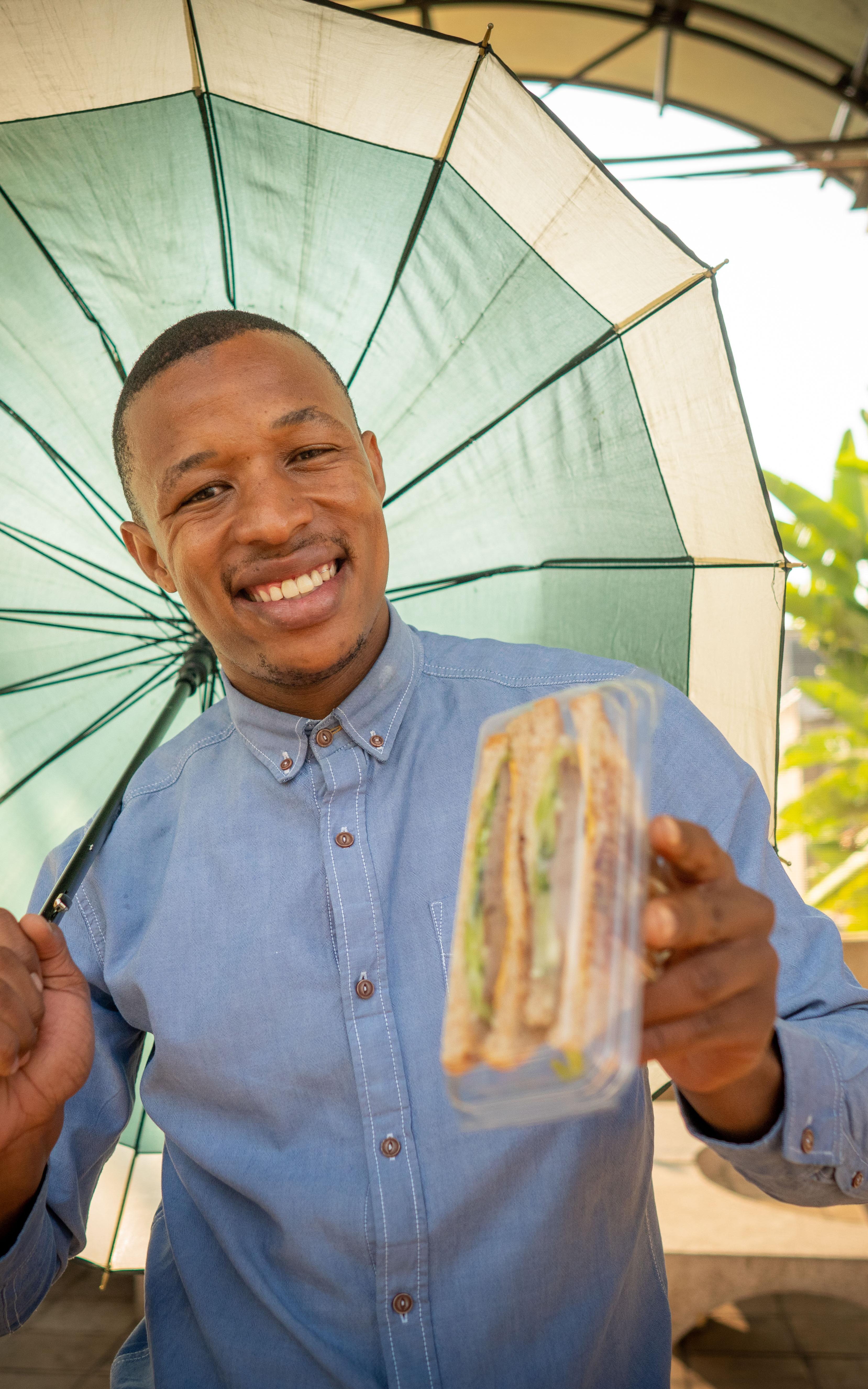 Man with sandwich. 