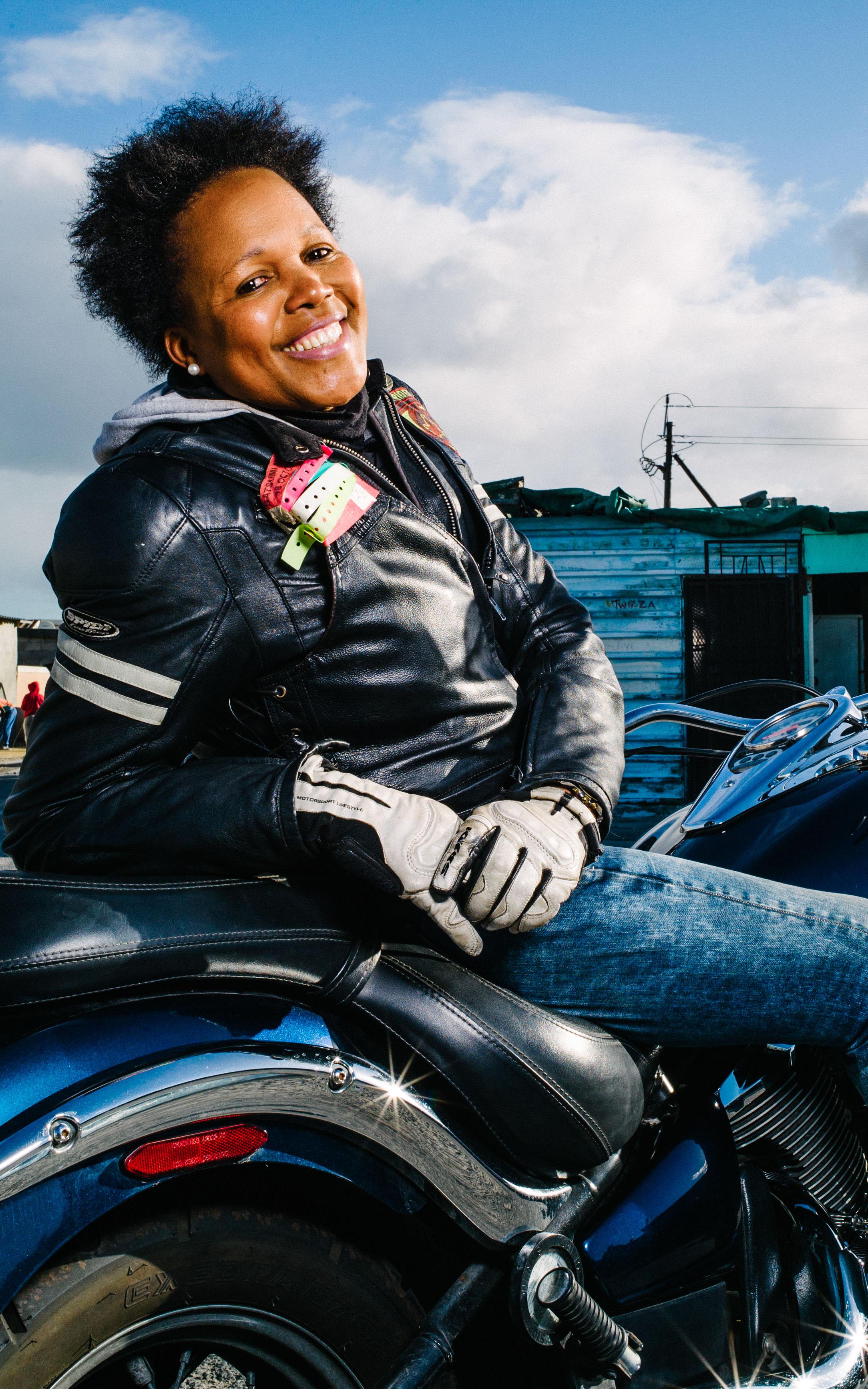 Black woman on a bike