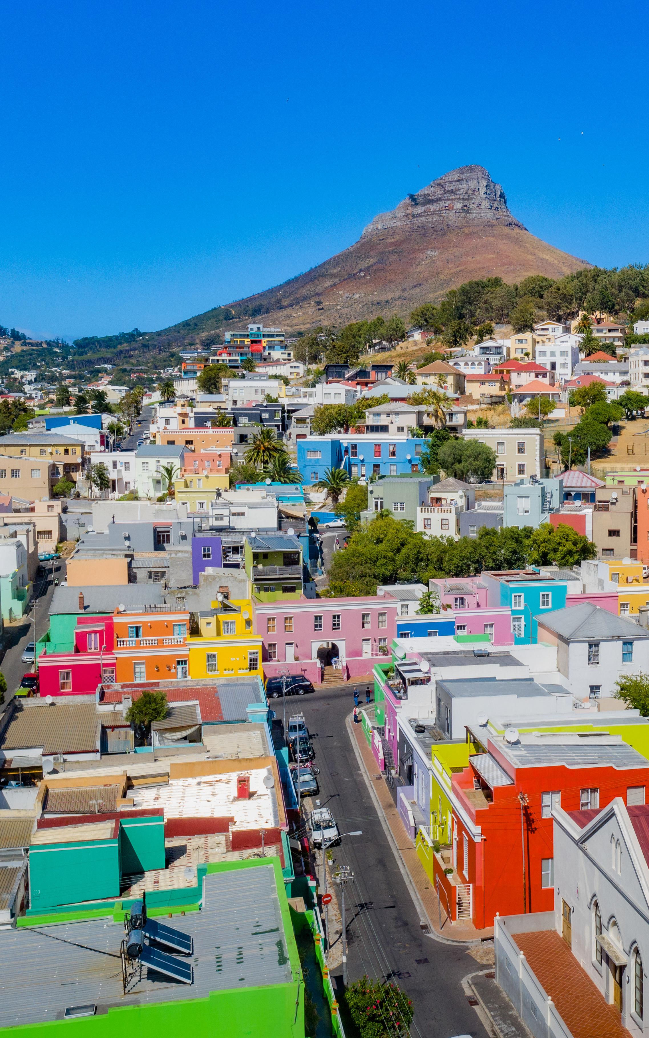 Suburb with colorful houses