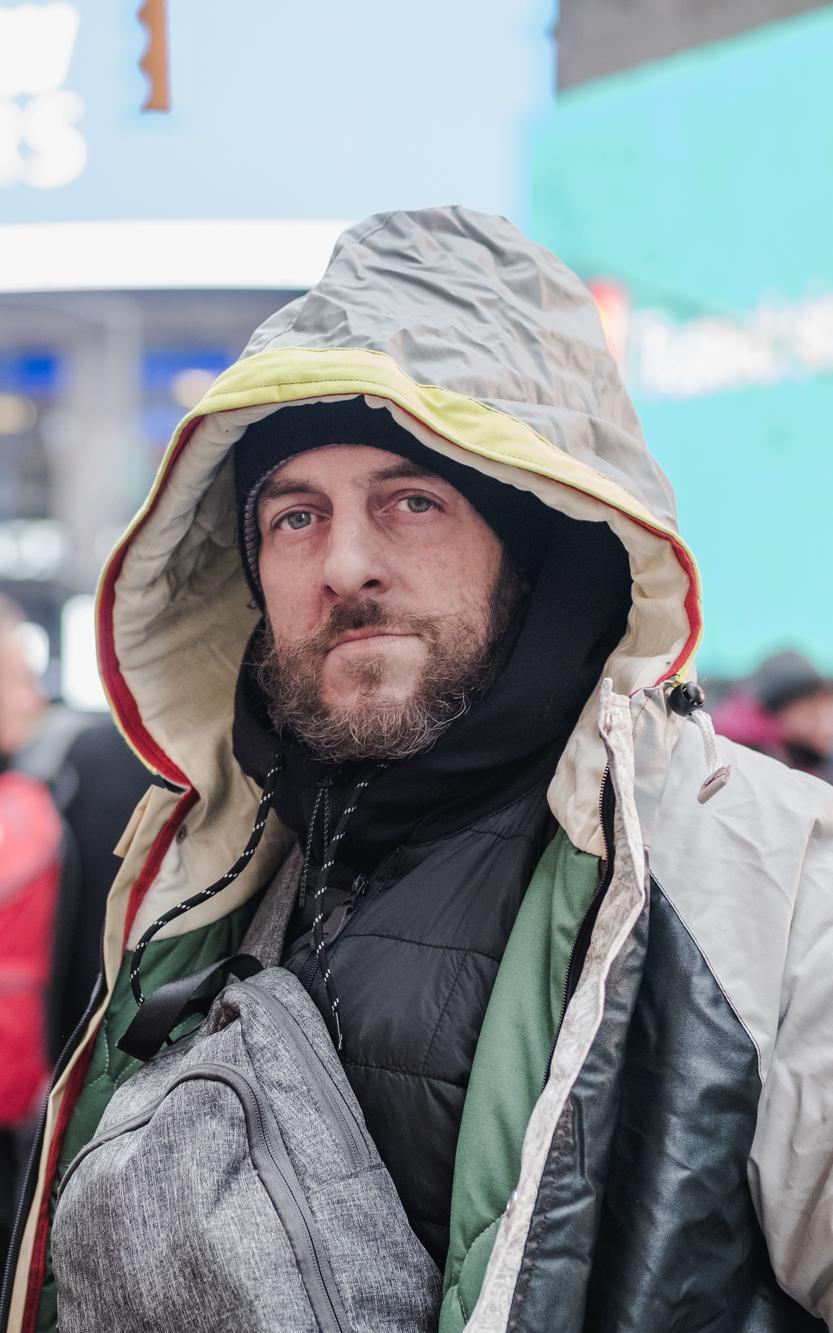 Man in big jacket.