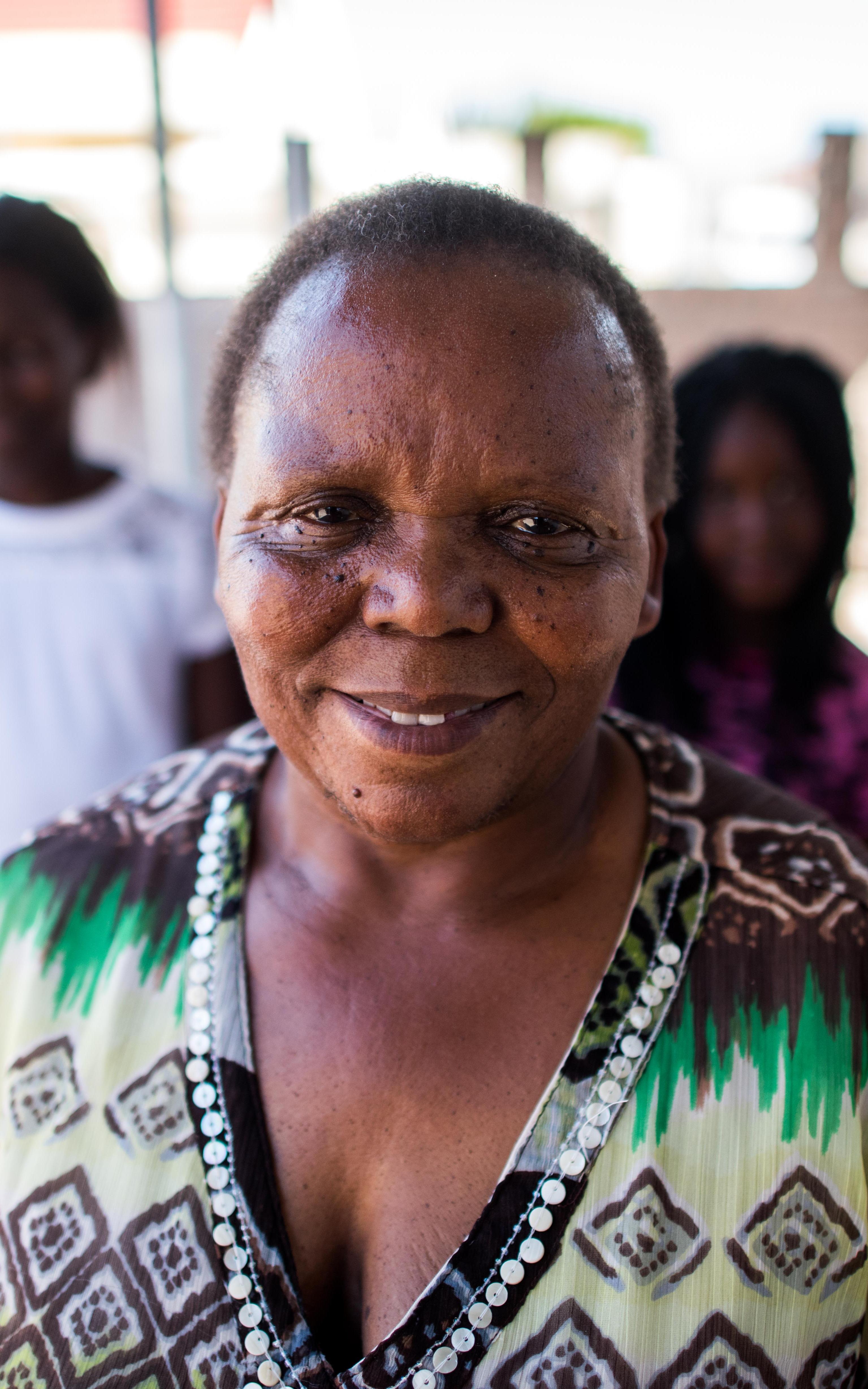 Old lady smiling to camera