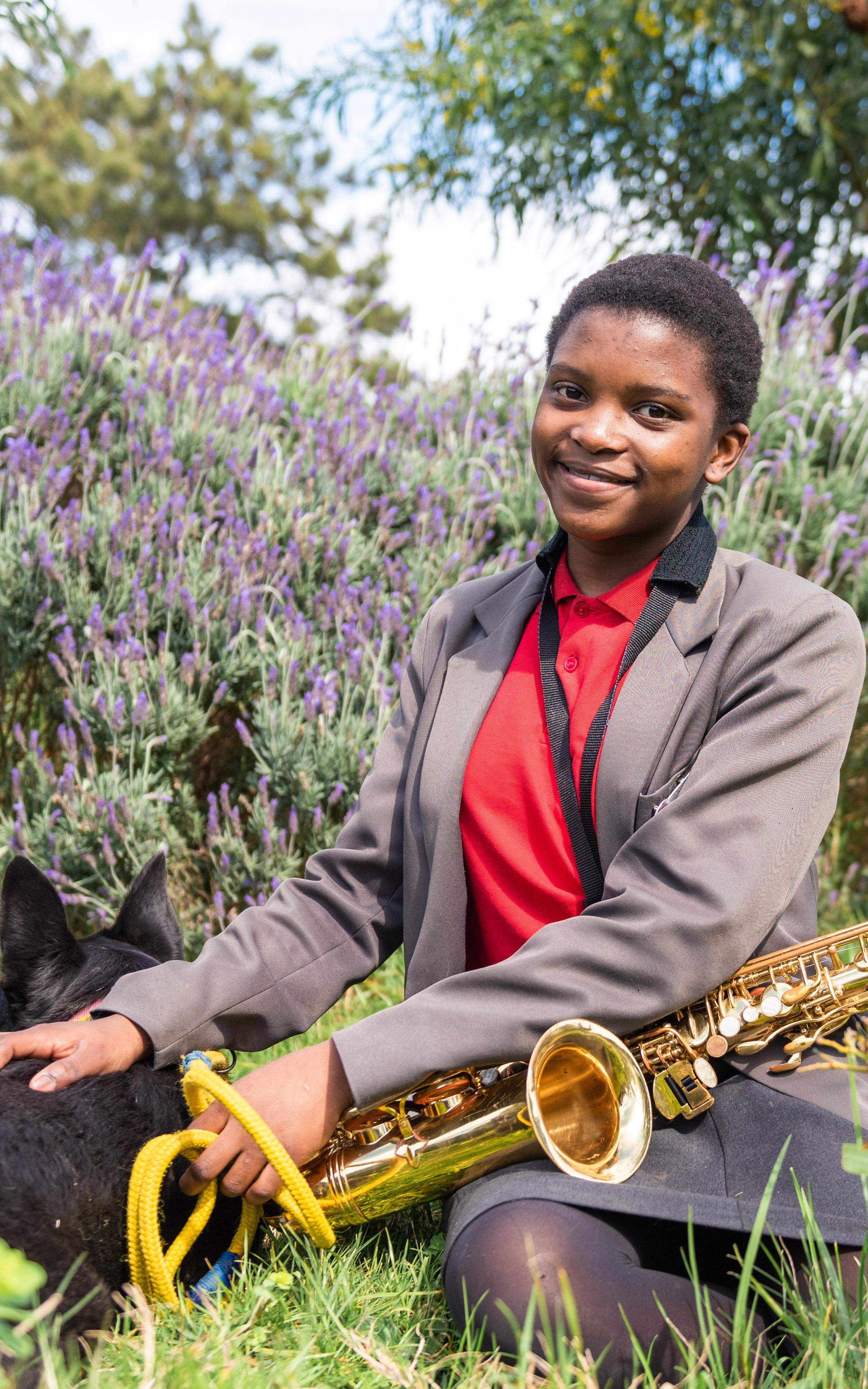 Girl with saxophone