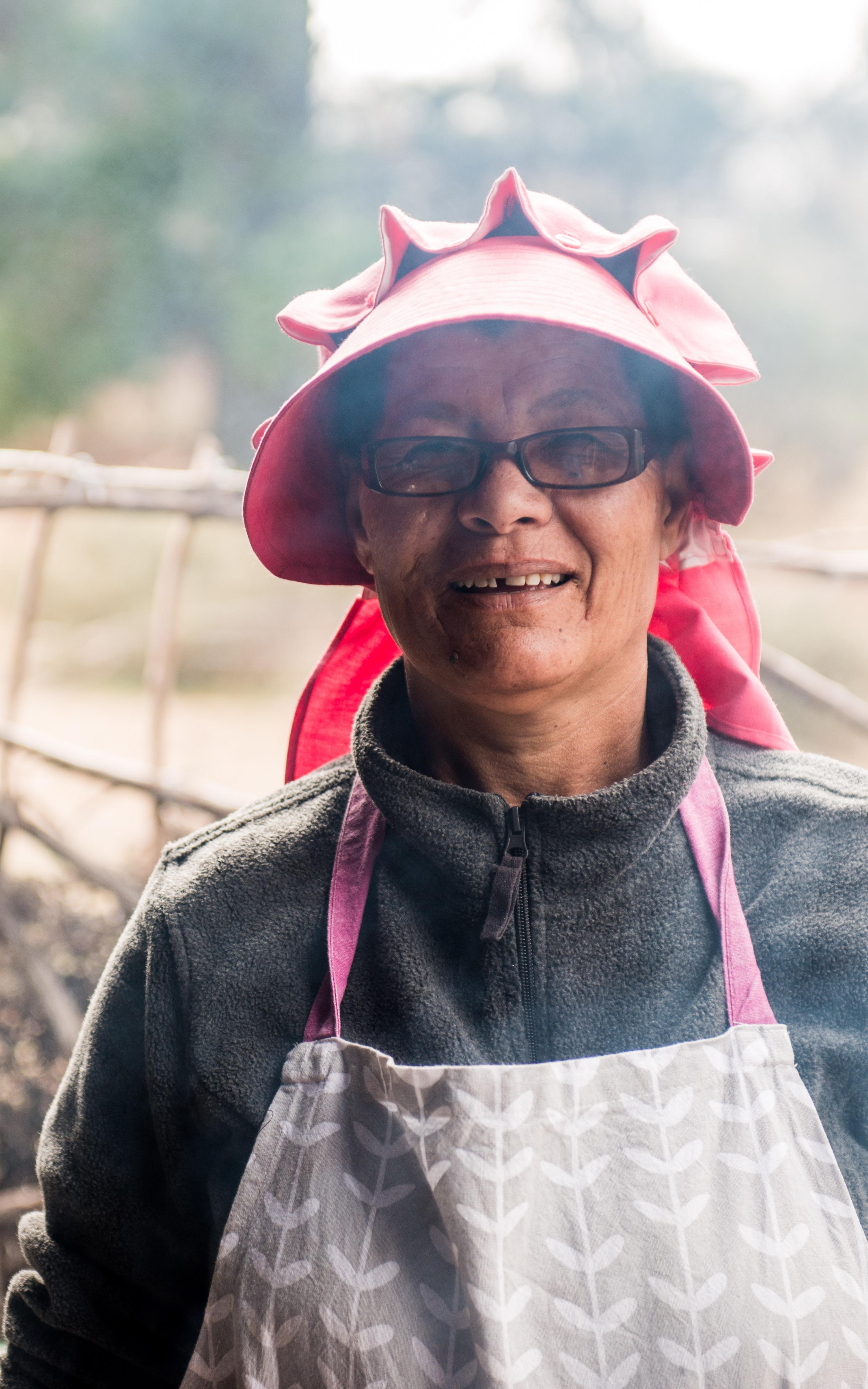 Woman in apron.