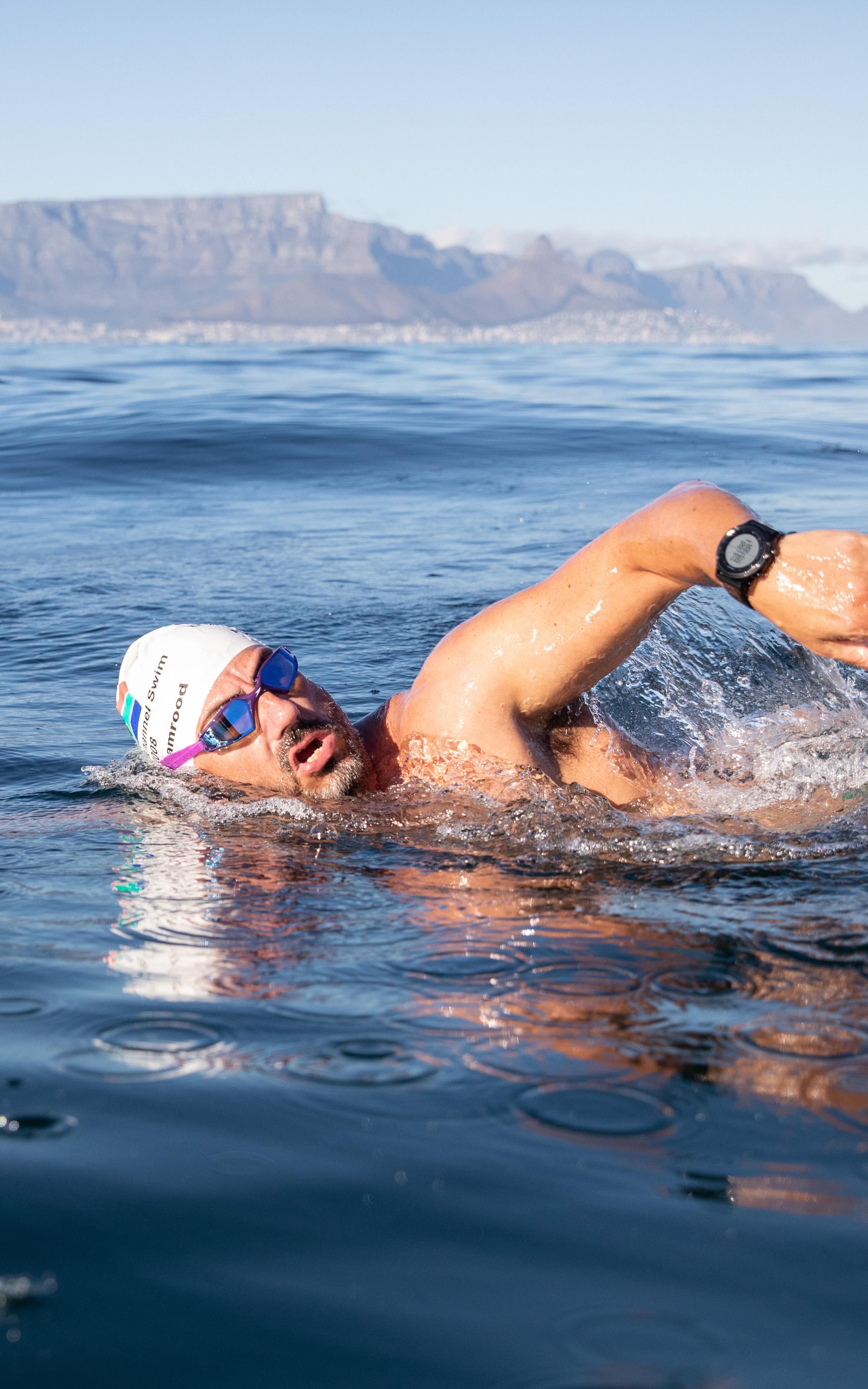 Man swimming long distance