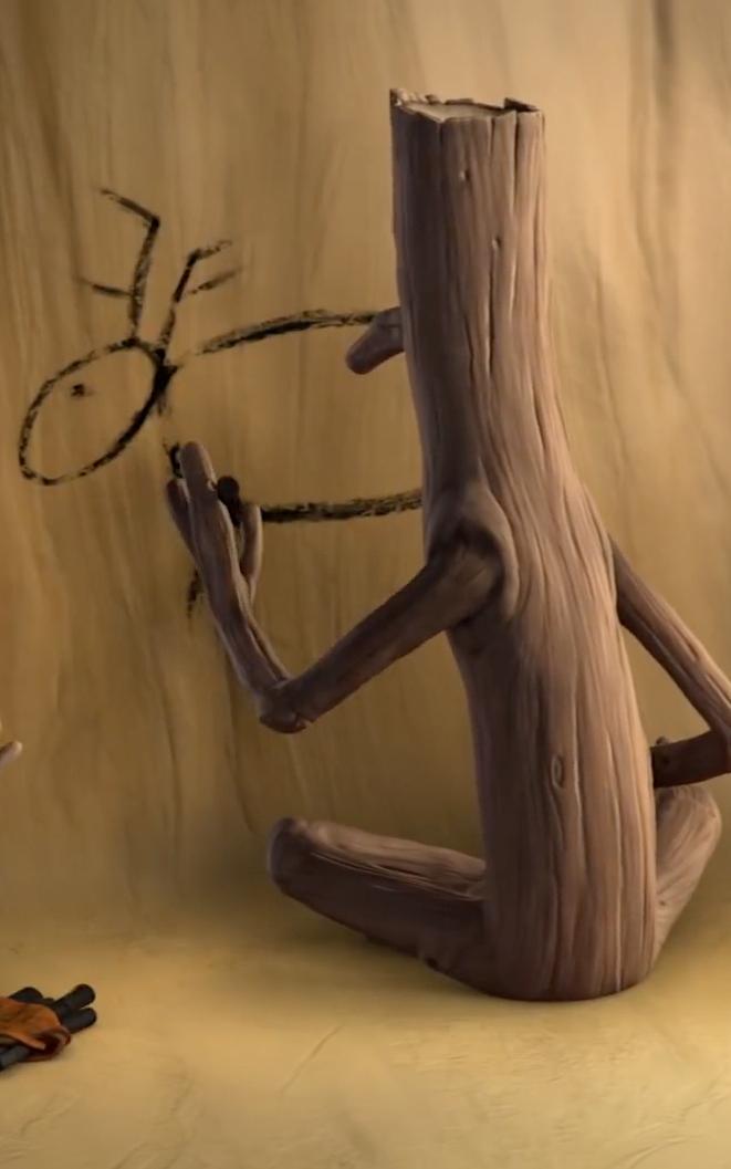 Animated sticks drawing on a wall