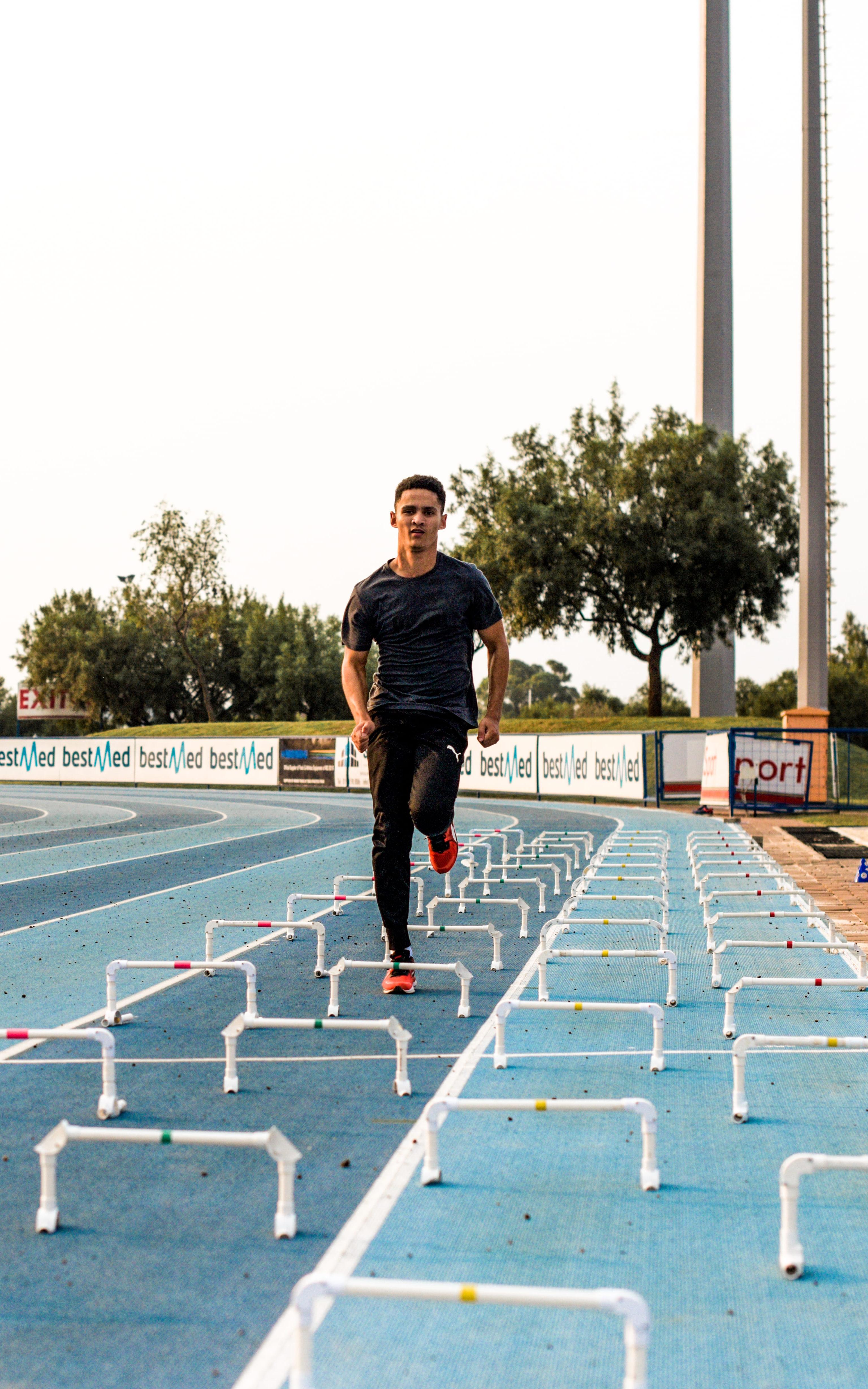 Man on track field. 