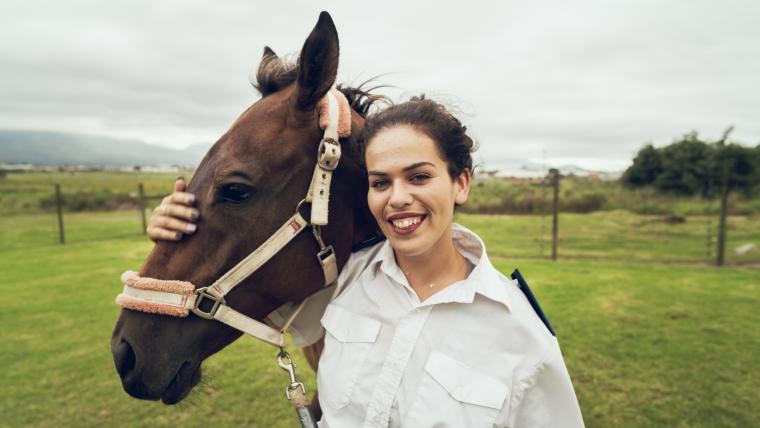 Woman with horse. 