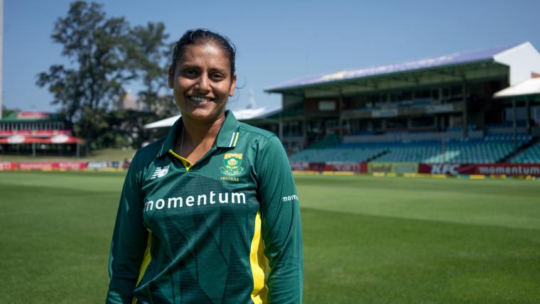 Girl on cricket field