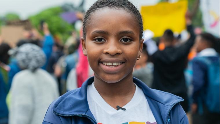 Girl smiling at camera