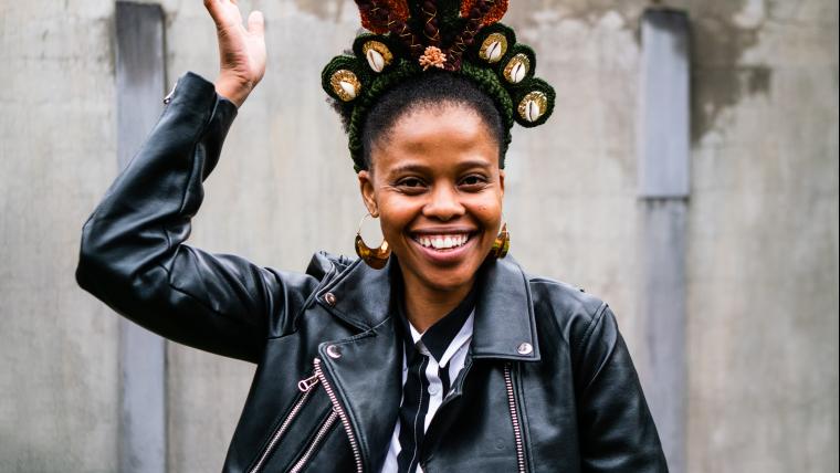 In gravity-defying crowns and sweeping beaded braids, this artist reclaims African hair