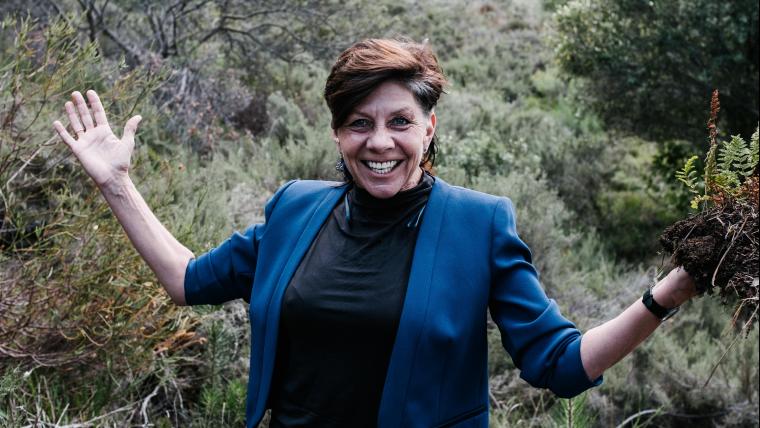 Woman with resurrection plants