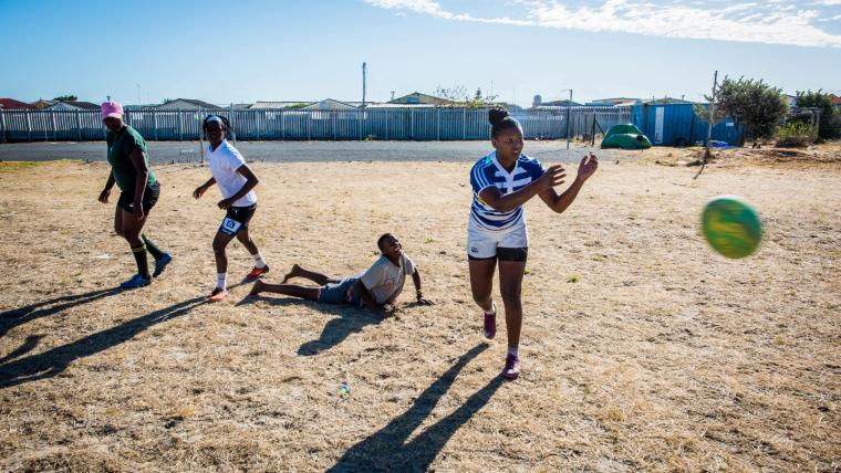 girls playing rugby