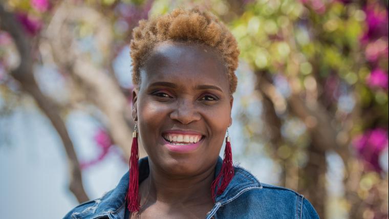 African woman smiling to camera