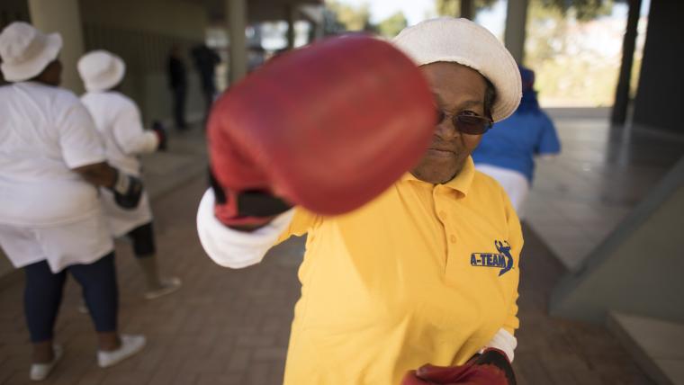 Granny boxing.