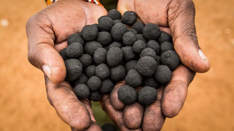 Beautiful News - A person's hands hold seedballs in Kenya