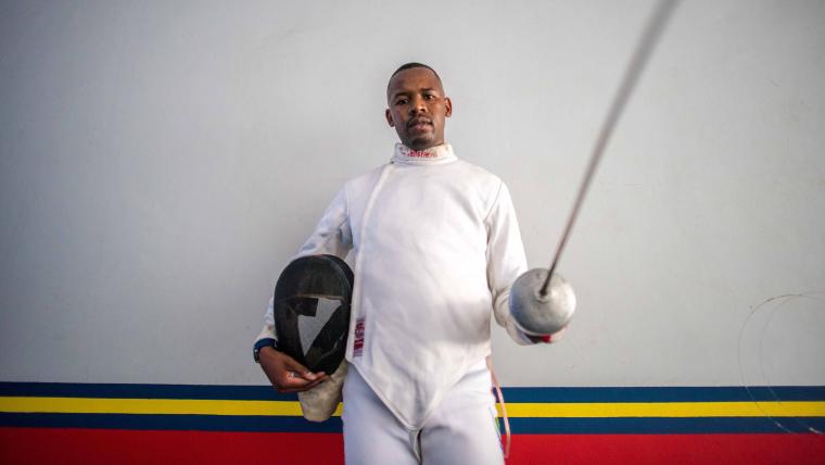 Man fencing