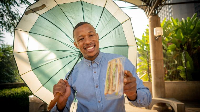 Man with sandwich. 