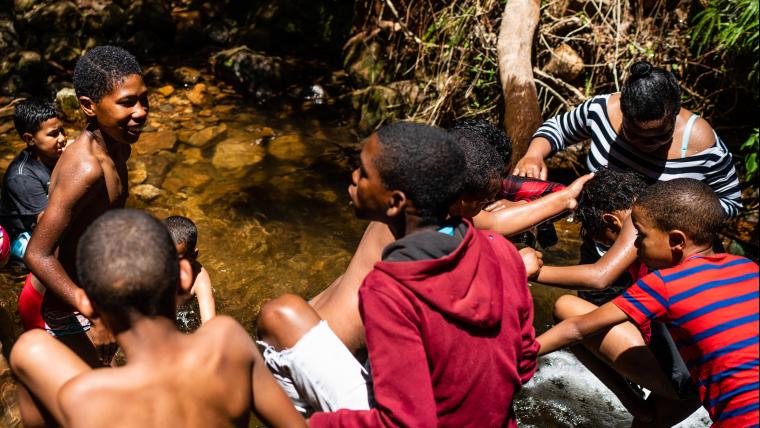 Nature connects children with peace.