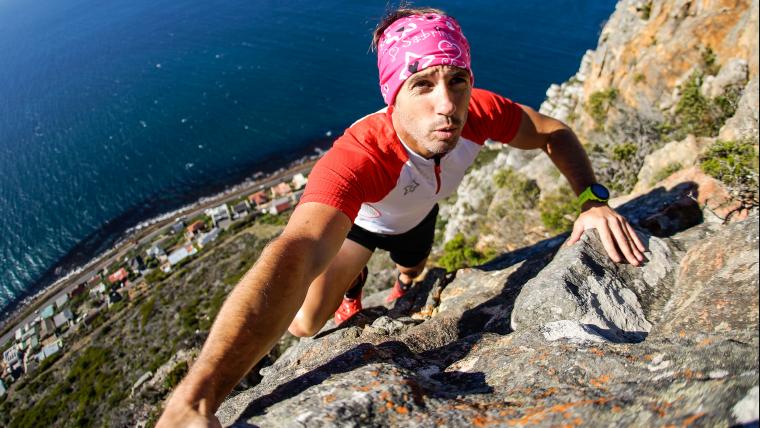 Man climbing rocks