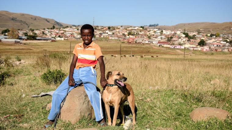 Boy with dog. 