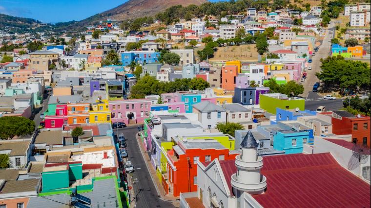 Suburb with colorful houses