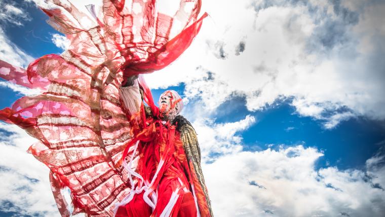 Person preforming in costume.