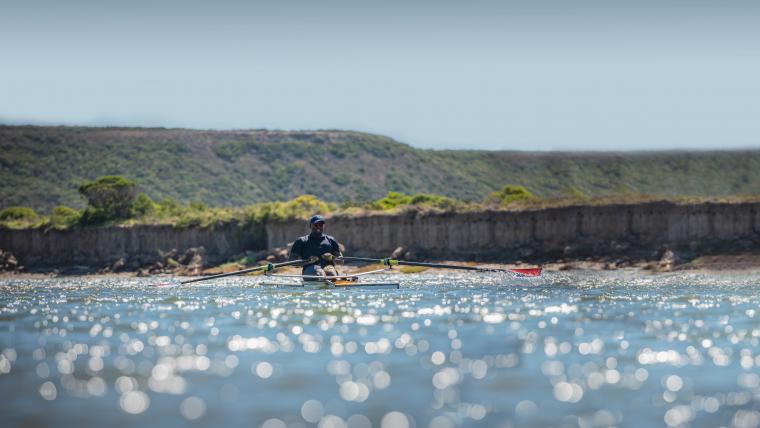 Man canoeing on a river