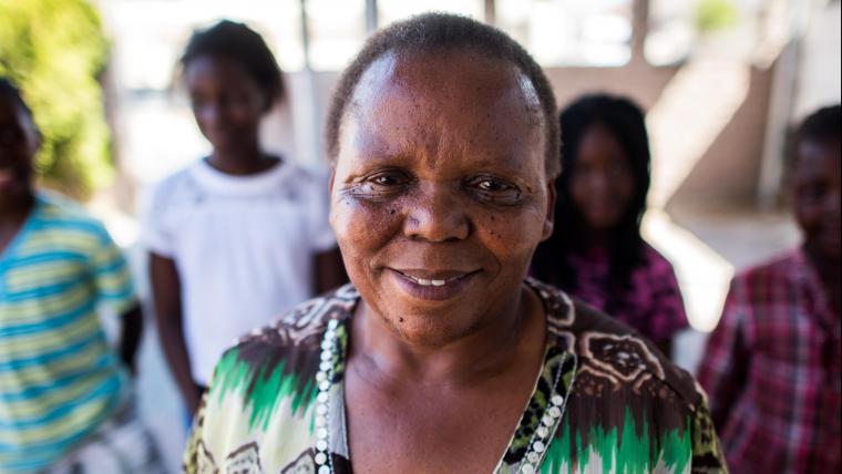 Old lady smiling to camera