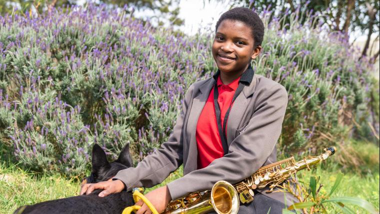 Girl with saxophone