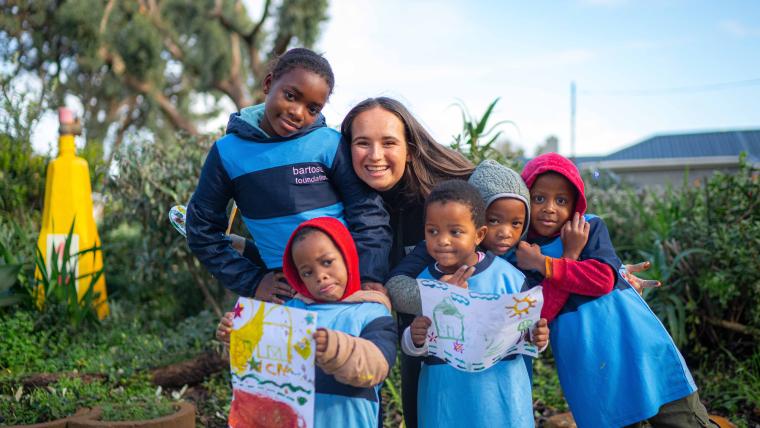 Petya Bartosch with kids from the Bartosch Foundation in Masiphumelele