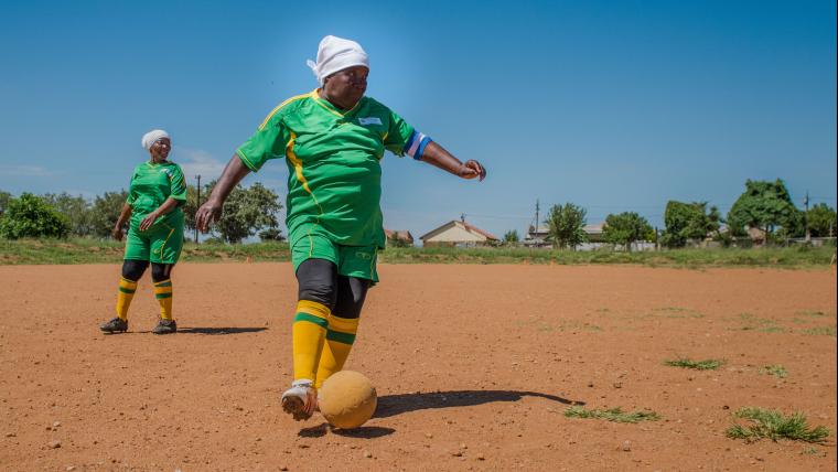 Gogo playing soccer