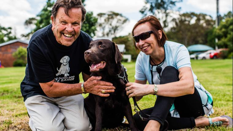 Family with guide dog