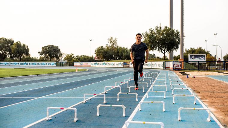 Man on track field. 